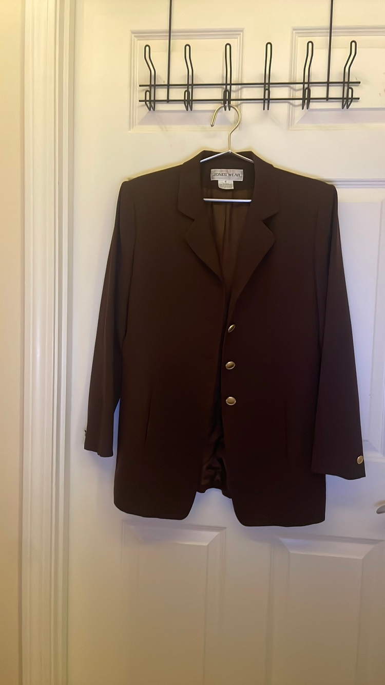 Classic Men's Single-Breasted Chocolate Brown Blazer with Gold-Tone Buttons - Size M