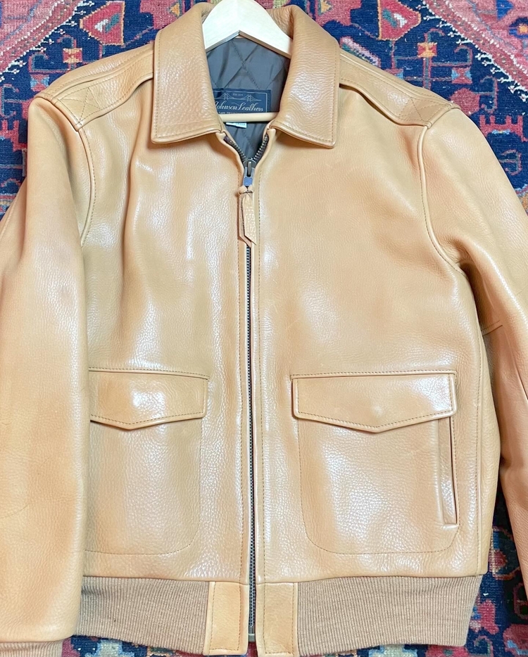 Johnson Leathers tan bomber w quilted lining (42)