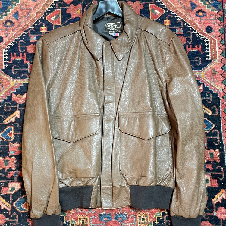 Air Force brown bomber leather jacket De Brabander (42) talon zipper