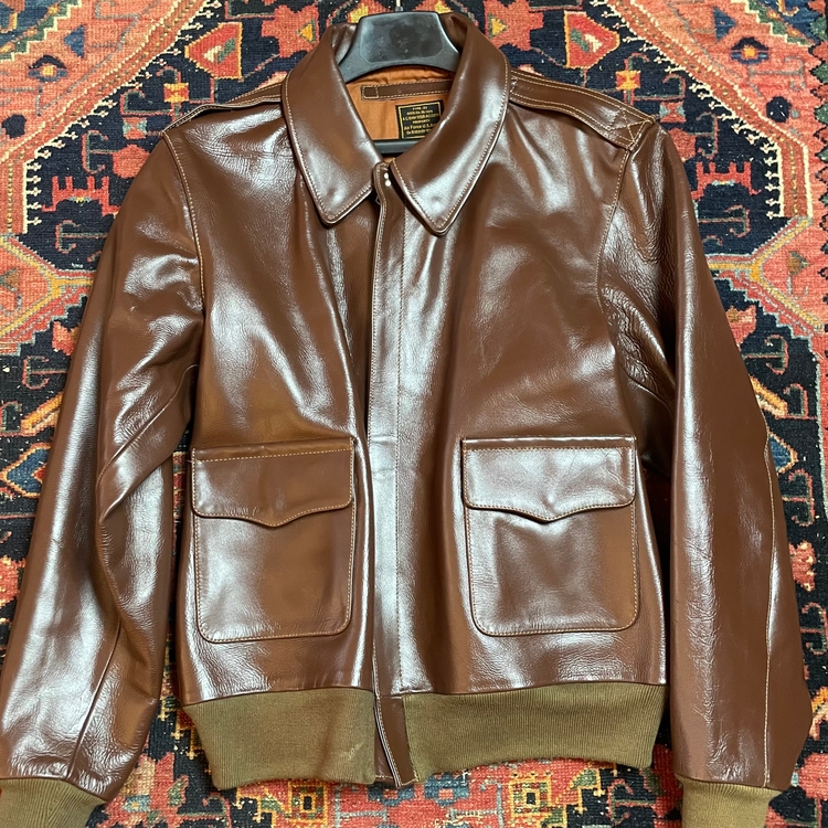 Air Force brown bomber leather jacket De Brabander (42) talon zipper