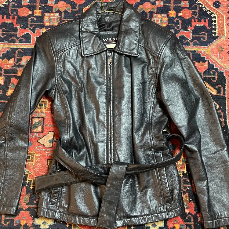 Wilson black women's 80's leather zip coat (xs) (made in china)