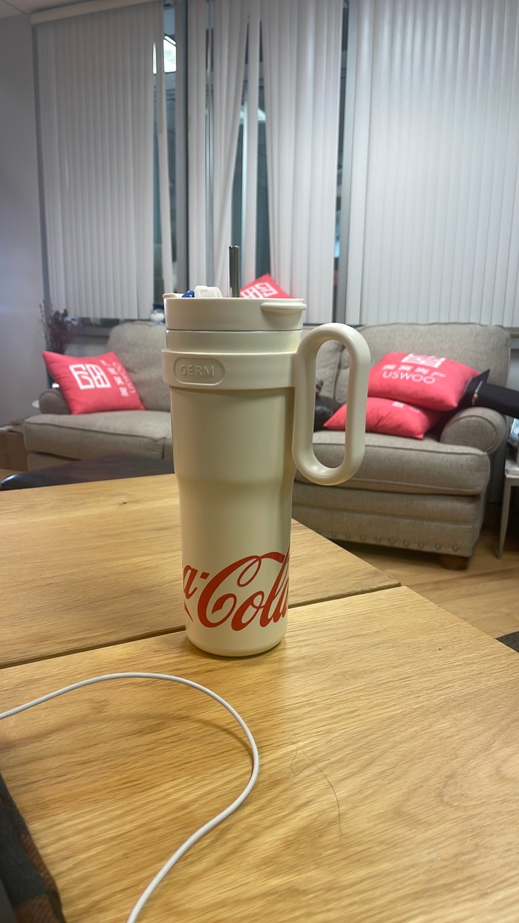 Coca-Cola Branded Insulated Travel Mug with Handle and Lid - 16 oz Thermal Beverage Tumbler