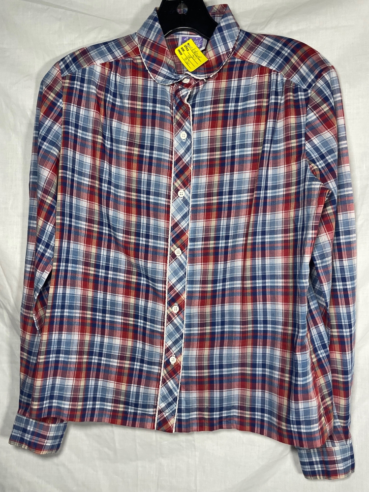 70s Blue and Red Plaid Shirt