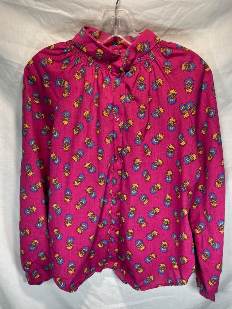 80s Vintage Pink Flower Print Shirt