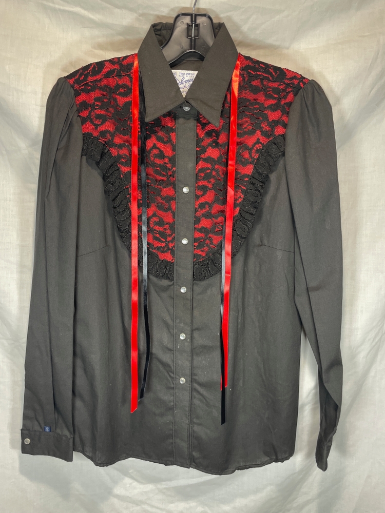 70s Vintage Black shirt with red gothic design